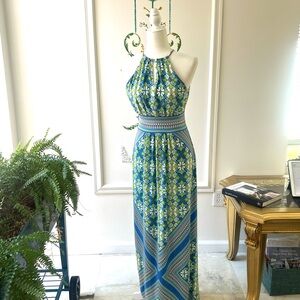 London Times Floral Maxi Dress - Blue and Green